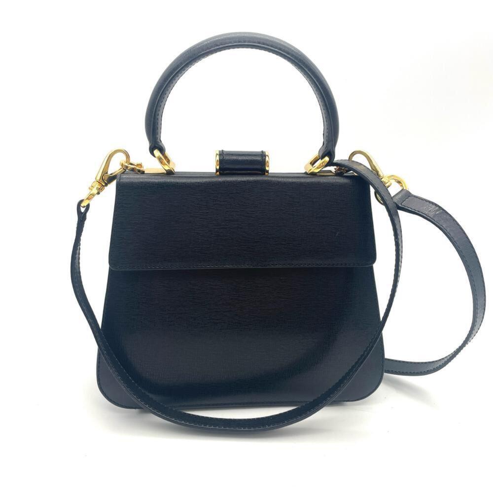 Salvatore Ferragamo Ferragamo Gancini Mini Clasp Handbag 2-Way Black